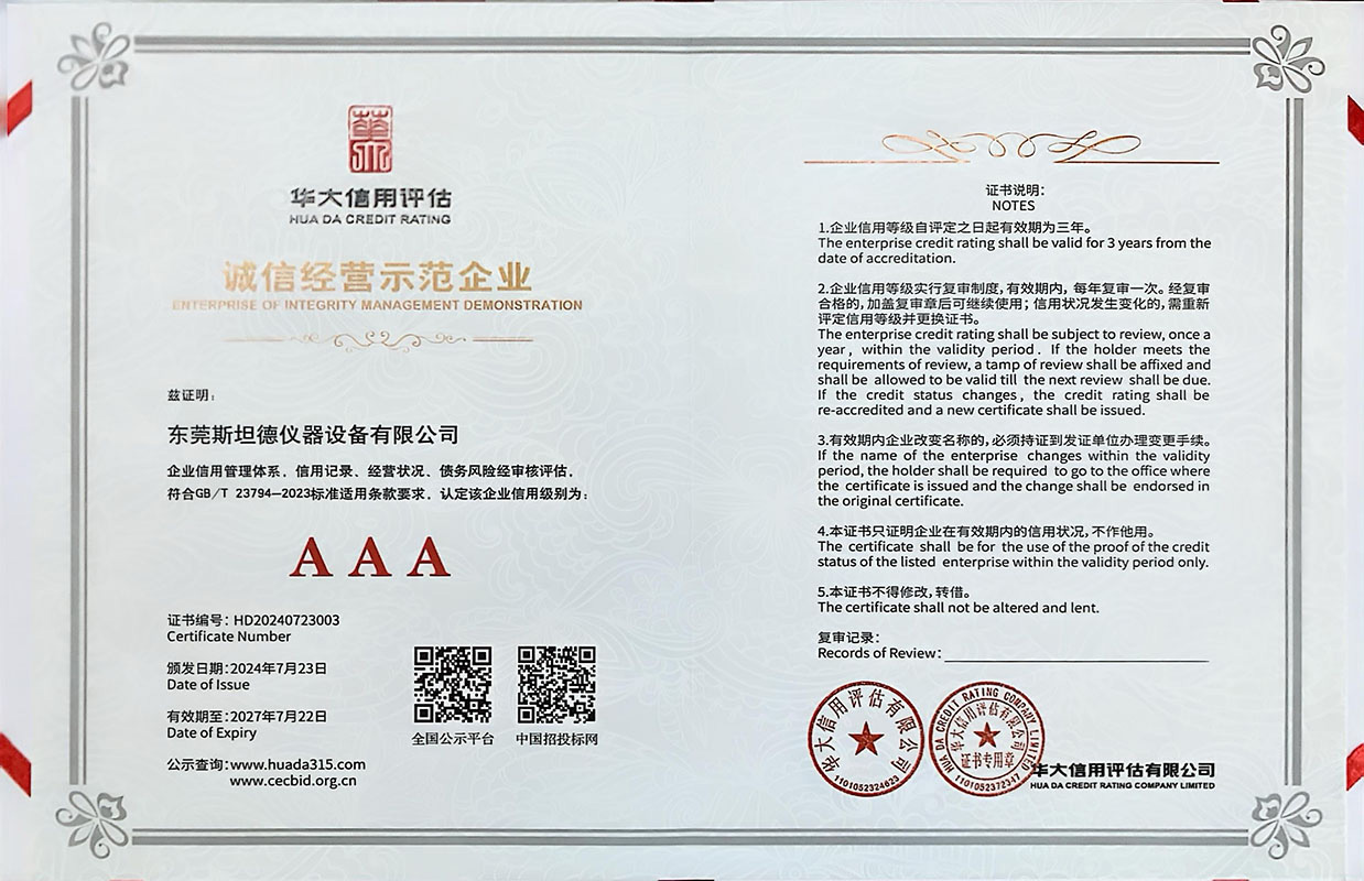 華大信用評估-AAA級誠信經驗示范企業